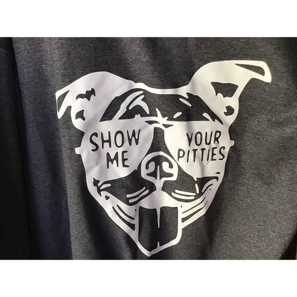 Gildan Sweatshirt Size M Gray Pit Bull Dog Graphic Heavy Blend Crew Neck Pitties - Picture 2 of 5
